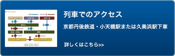 列車でのアクセス　京丹後鉄道・小天橋駅または久美浜駅下車
